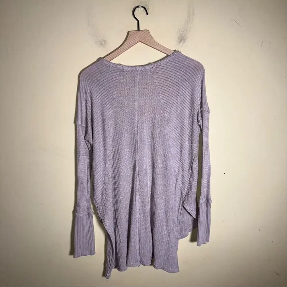 FREE PEOPLE boho waffle knit oversized lightweight shabby chic tunic top M